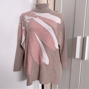 Oversized Dusty Rose Floral Turtle neck Sweater